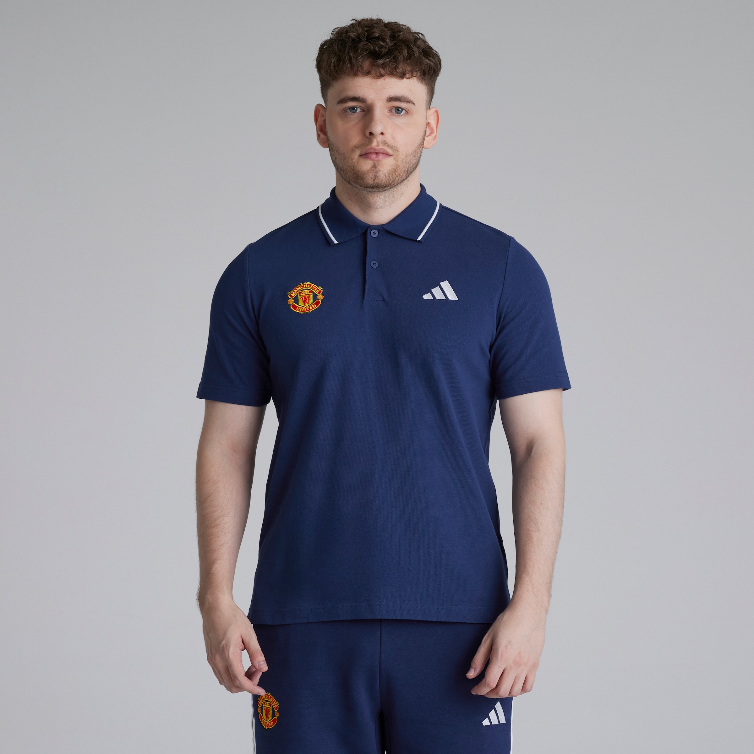 Manchester United x adidas Essentials Pique Polo Shirt Blue XL